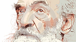 Elderly Man Portrait Art on White Background - Vector Illustration