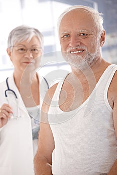 Elderly man ready for examination