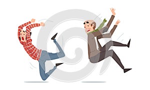 Elderly Man Stumbling and Falling Down by Accident Vector Set photo