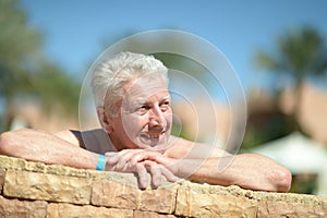 Elderly man sunbath