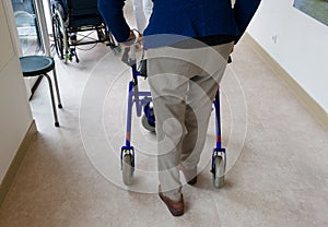 Elderly man with walking frame