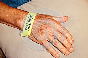 Elderly Man Wearing Fall Risk Bracelet