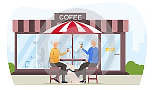Elderly Man and Woman drinking coffee