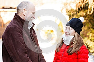 Elderly man with the young carer