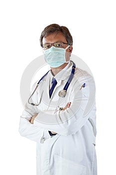 Elderly medical doctor with protection mask