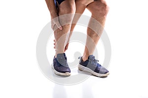 Elderly men or women or young people have knee, ankle, joint pain, arthritis, and tendon problems. exercise-induced muscle pain