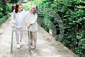 Elderly mother Helping to support and encourage her daughter