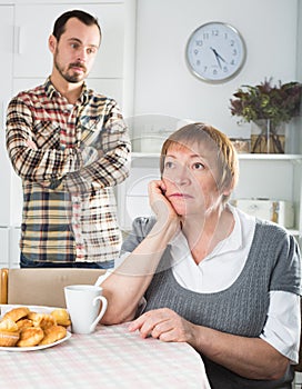 Elderly mother resents her son