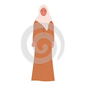 Elderly Muslim woman in traditional outfit, grandmother standing