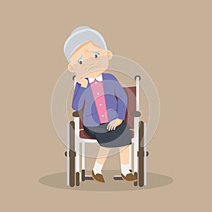 elderly old woMan is sitting in a wheelchair.senior female patient in wheelchair