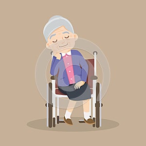 elderly old woMan is sitting in a wheelchair.senior female patient in wheelchair