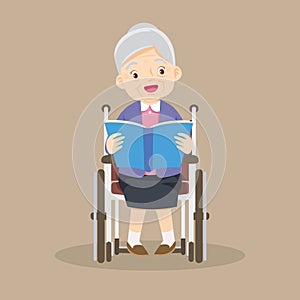 elderly old woMan is sitting in wheelchair.senior female patient in wheelchair