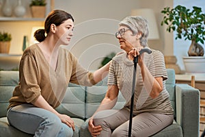 Elderly patient and caregiver