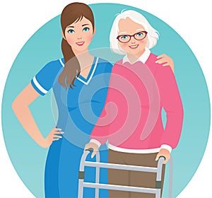 Elderly patient and a nurse