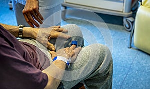 Elderly patient or person waiting in hospital to get care