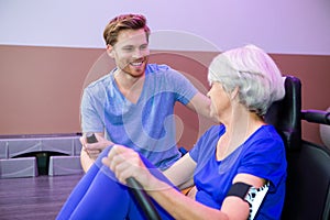 Elderly patient on physical therapy