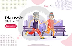 Elderly people active fitness healthy lifestyle vector