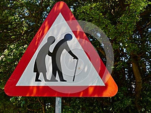 Elderly people funny road sign