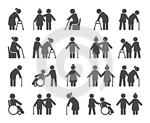 Elderly people icon set