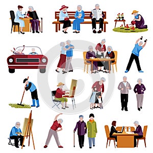 Elderly People Icons Set