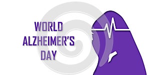 Elderly people silhouette in paper cut style with shadow. Space for your text banner. Alzheimer s world day. Concept Alzheimer
