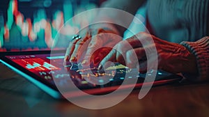 Elderly Person Analyzing Digital Data.AI generated image