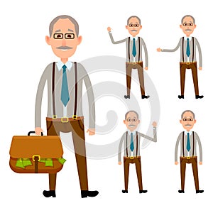 Elderly Person Holding Bag with Money on White