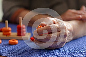 Elderly person after stroke rehabilitation