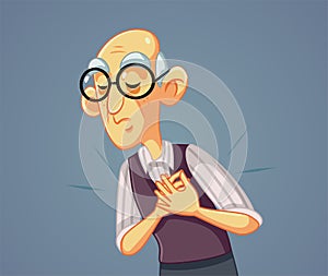 Senior Man Suffering Heart Attack Vector Illustration