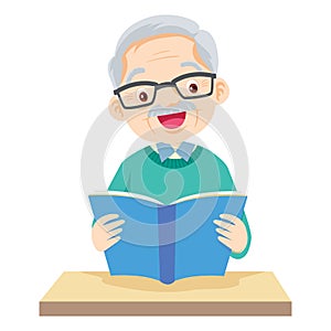 Elderly reading book