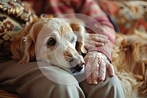 Elderly Receiving Support from Therapy Animal