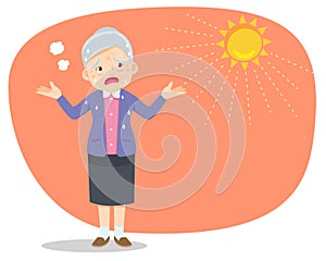 elderly thirsty from heat of the summer sun