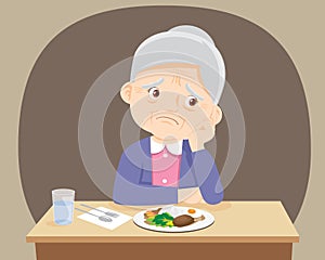 Elderly woman Bored with food