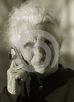 Elderly woman communicating