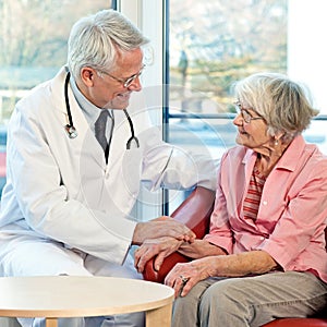 Elderly woman in consultation with her doctor.