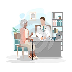 Elderly woman at the doctor`s office