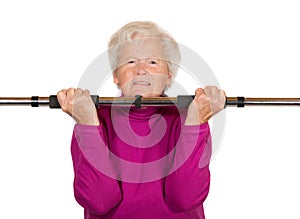 Elderly woman doing a workout