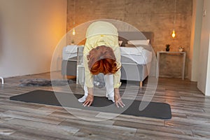 Elderly woman doing yoga