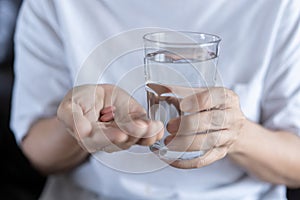 Elderly woman eat drug Medicine eating healthy medicine