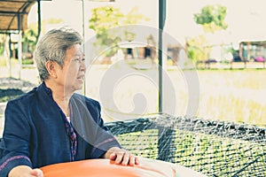 Elderly woman elder  resting relaxing outdoors. senior leisure lifestyle