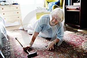 Elderly woman fell on the floor