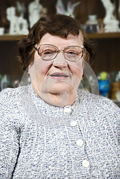 Elderly woman with glasses