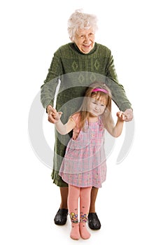 The elderly woman with the grand daughter