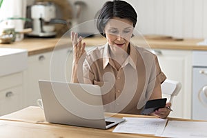 Elderly woman have problems pay bills or taxes