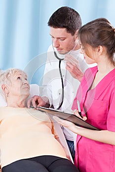 Elderly woman having medical examination
