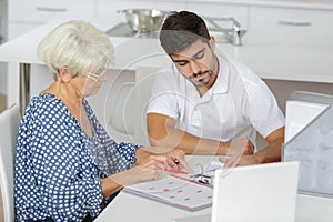 Elderly woman in health clinic