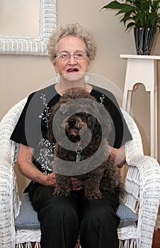 Elderly Woman and Her Dog