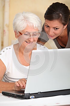 Elderly woman with homehelp