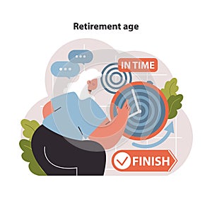 Elderly woman illustrates the timely journey to retirement age.