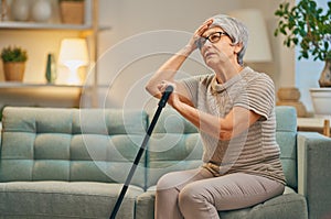 Elderly woman isn`t feeling well